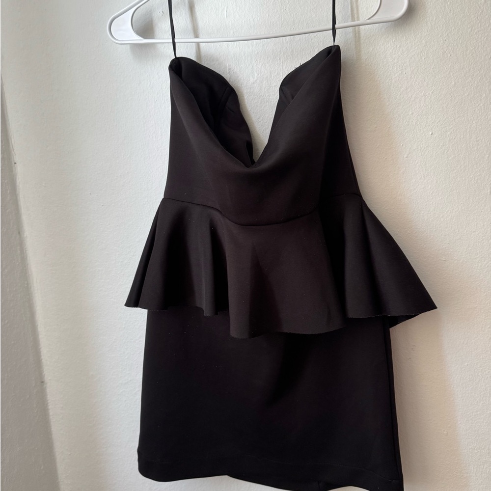 Zara Black Sheath Mini Dress Sweetheart Neckline